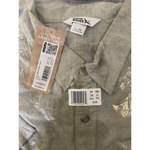 Eddie Bauer Men's XL Olive Green Button‎ Up Button Up Shirt Short Sleeve NWT